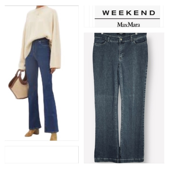 Weekend Max Mara Slightly Flared Denim Trousers Jeans Sz. 12 - Picture 2 of 13